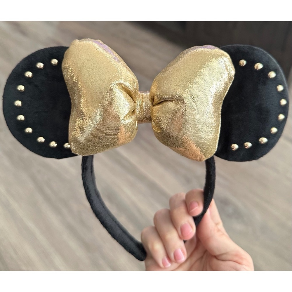 Brand New! Black Velvet Gold Ears Headband - Picture 2 of 8